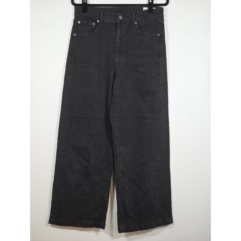 Gap Women 10 Tall High Rise Stride Ankle Jeans Black Denim Wide Leg Pants Casual